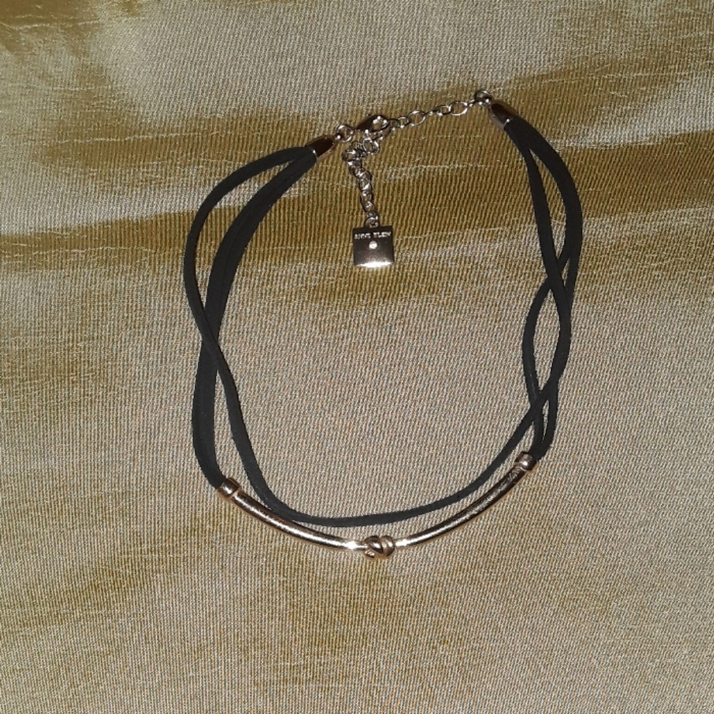 Ann Klein leather and gold choker